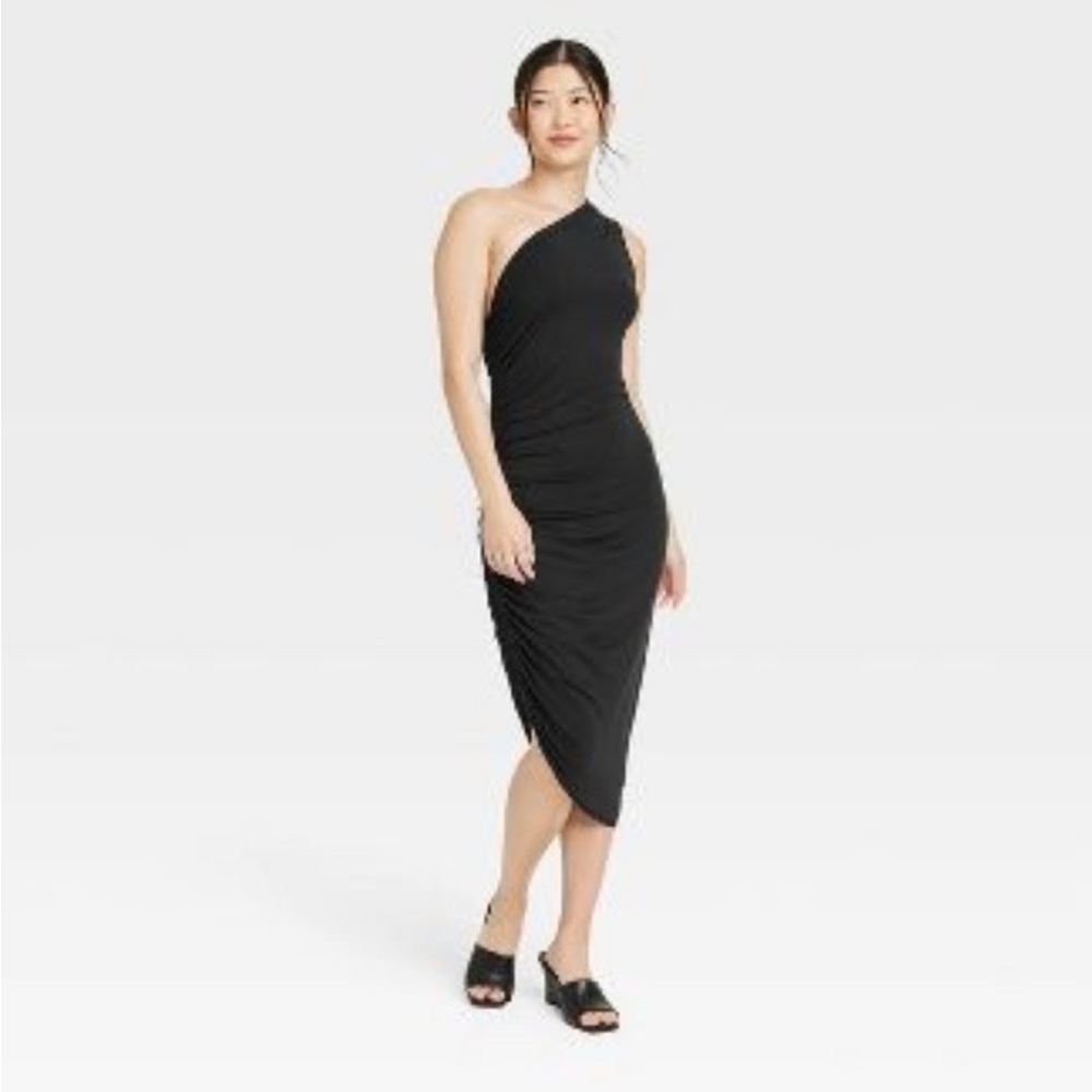 Anew Day one shoulder knit ruched dress size medium